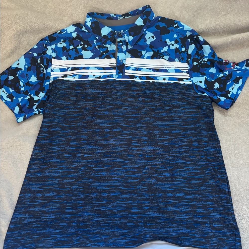 Sporty Blue Two-Tone Polo Shirt